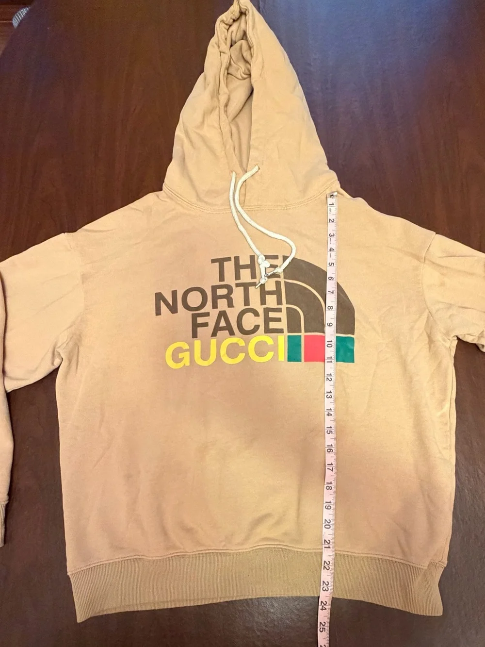 Authentic Gucci x The North Face Beige Logo Hoodie XL Made in Italy